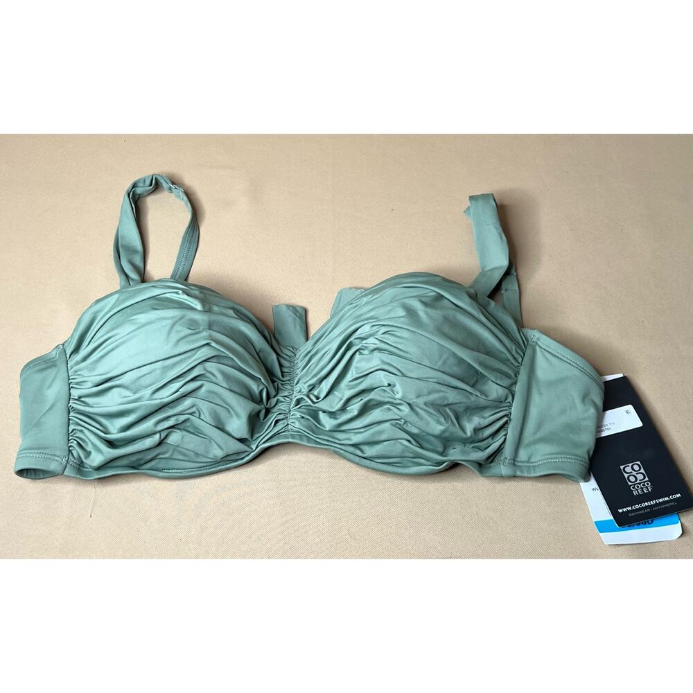 Coco Reef Charisma Underwire Bikini Top 32DD 34DD Palm Green NWT - Picture 3 of 5